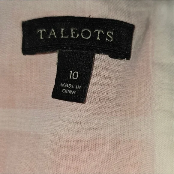 Talbots Coral Striped Sheath Dress Sz 10 Crochet Sleeveless Linen Cotton Blend‎ - Picture 9 of 9